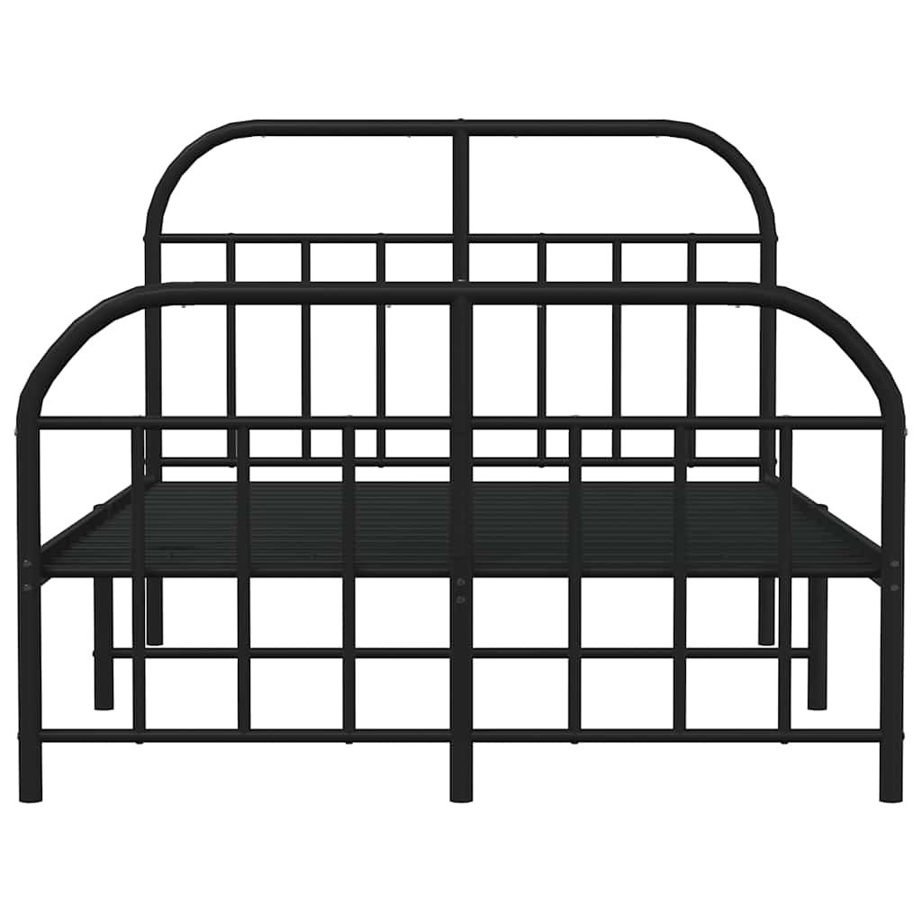 Metal Bed Frame without Mattress with Footboard Black 120x190cm