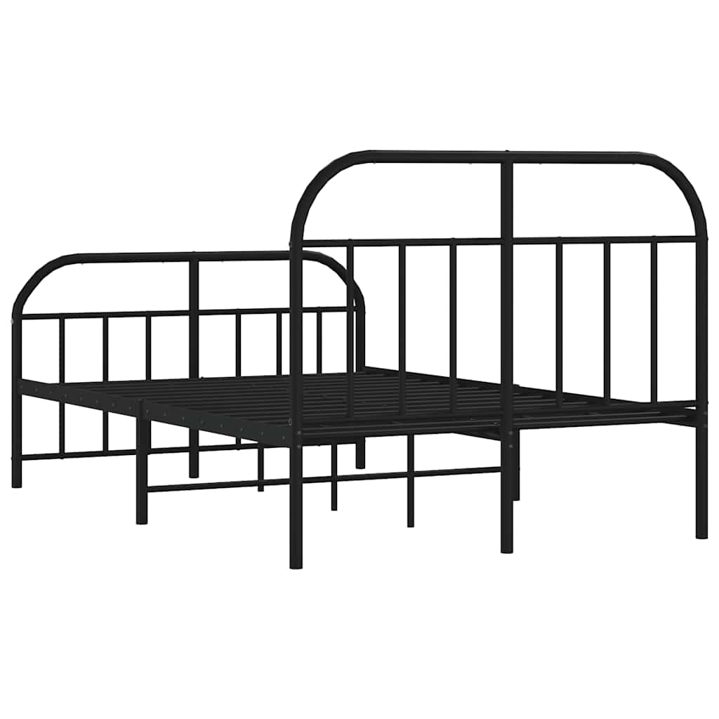 Metal Bed Frame without Mattress with Footboard Black 120x190cm