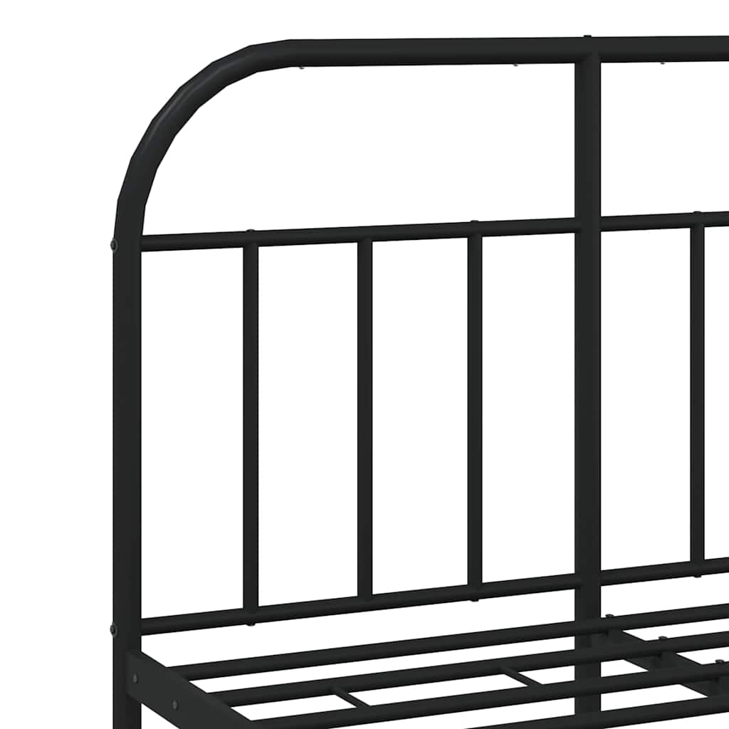 Metal Bed Frame without Mattress with Footboard Black 120x190cm