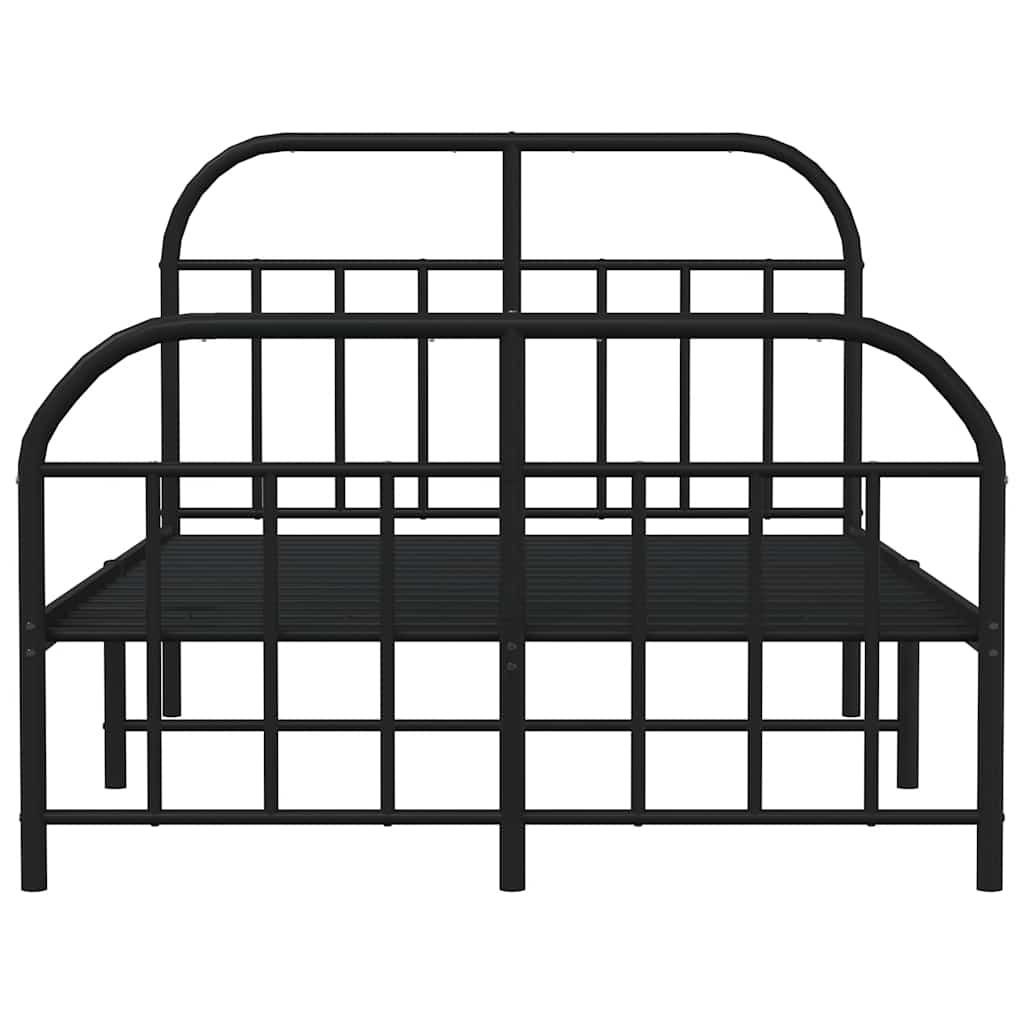 Metal Bed Frame without Mattress with Footboard Black 120x200cm