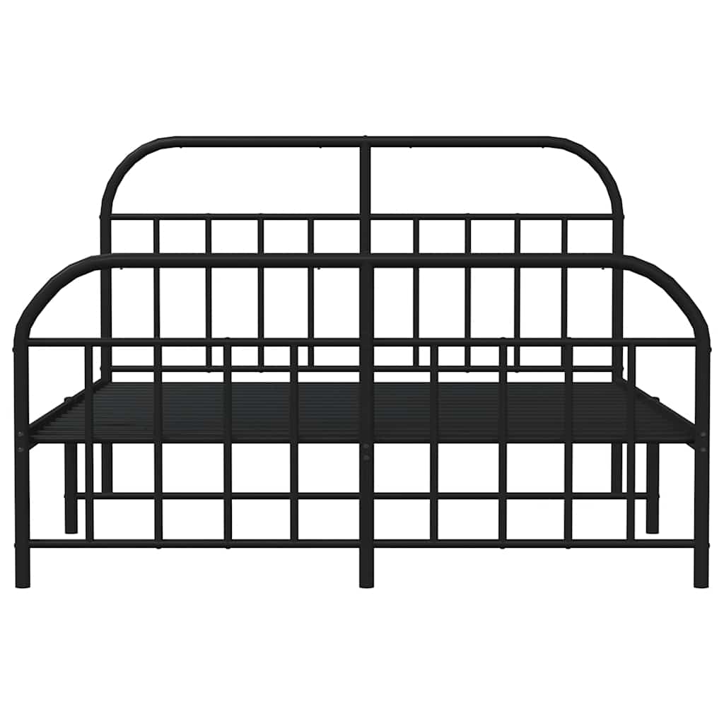 Metal Bed Frame without Mattress with Footboard Black 135x190cm
