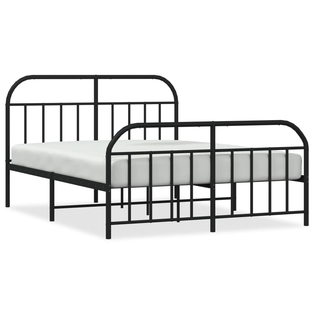 Metal Bed Frame without Mattress with Footboard Black 140x190cm