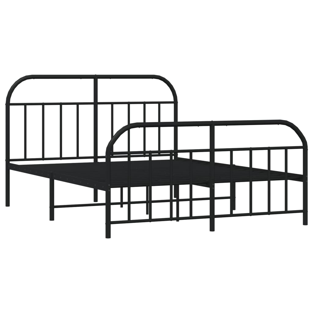 Metal Bed Frame without Mattress with Footboard Black 140x190cm