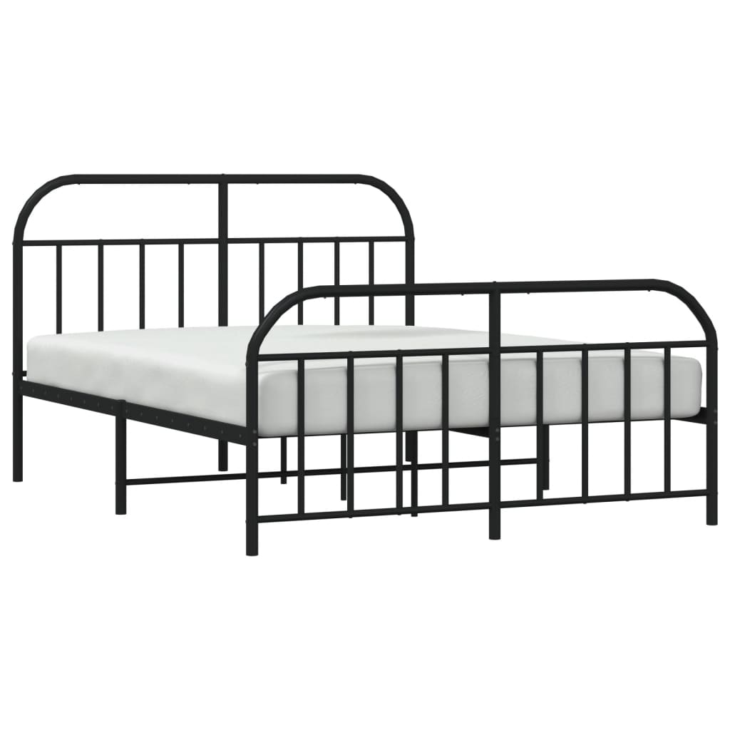 Metal Bed Frame without Mattress with Footboard Black 140x190cm