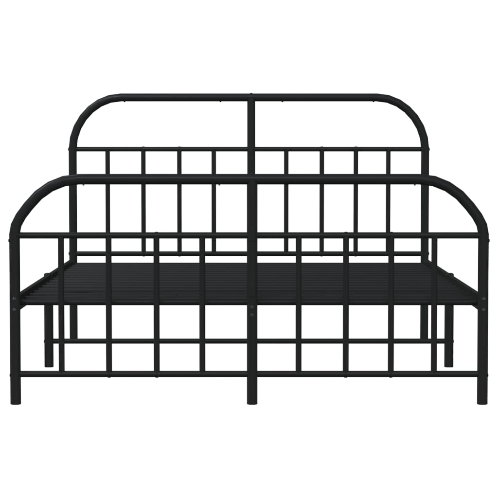Metal Bed Frame without Mattress with Footboard Black 140x190cm