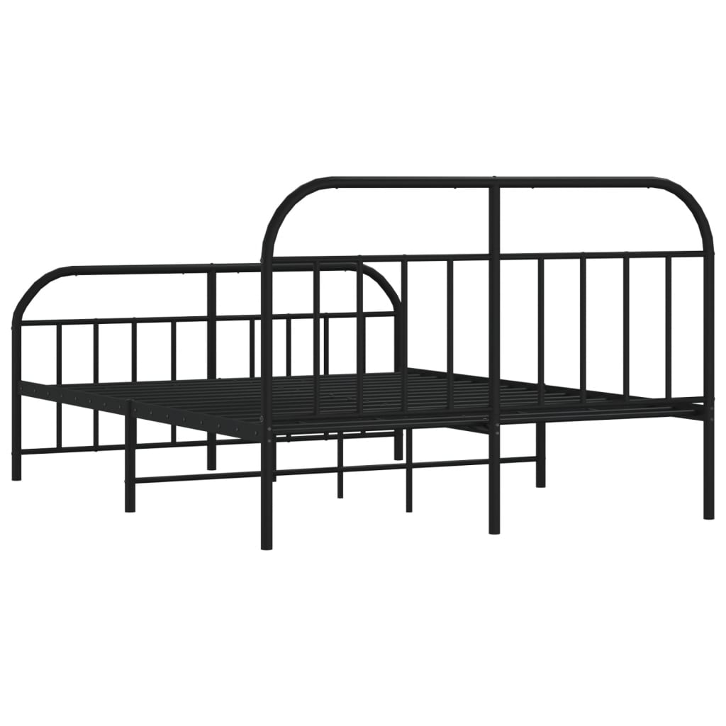 Metal Bed Frame without Mattress with Footboard Black 140x190cm