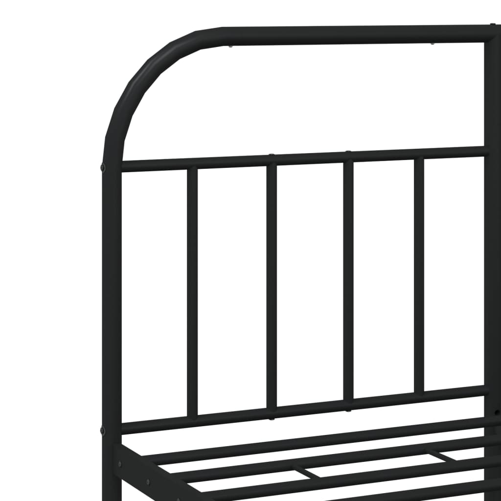 Metal Bed Frame without Mattress with Footboard Black 140x190cm