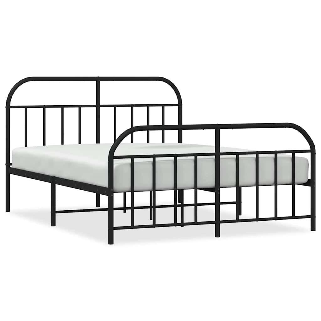 Metal Bed Frame without Mattress with Footboard Black 140x200cm