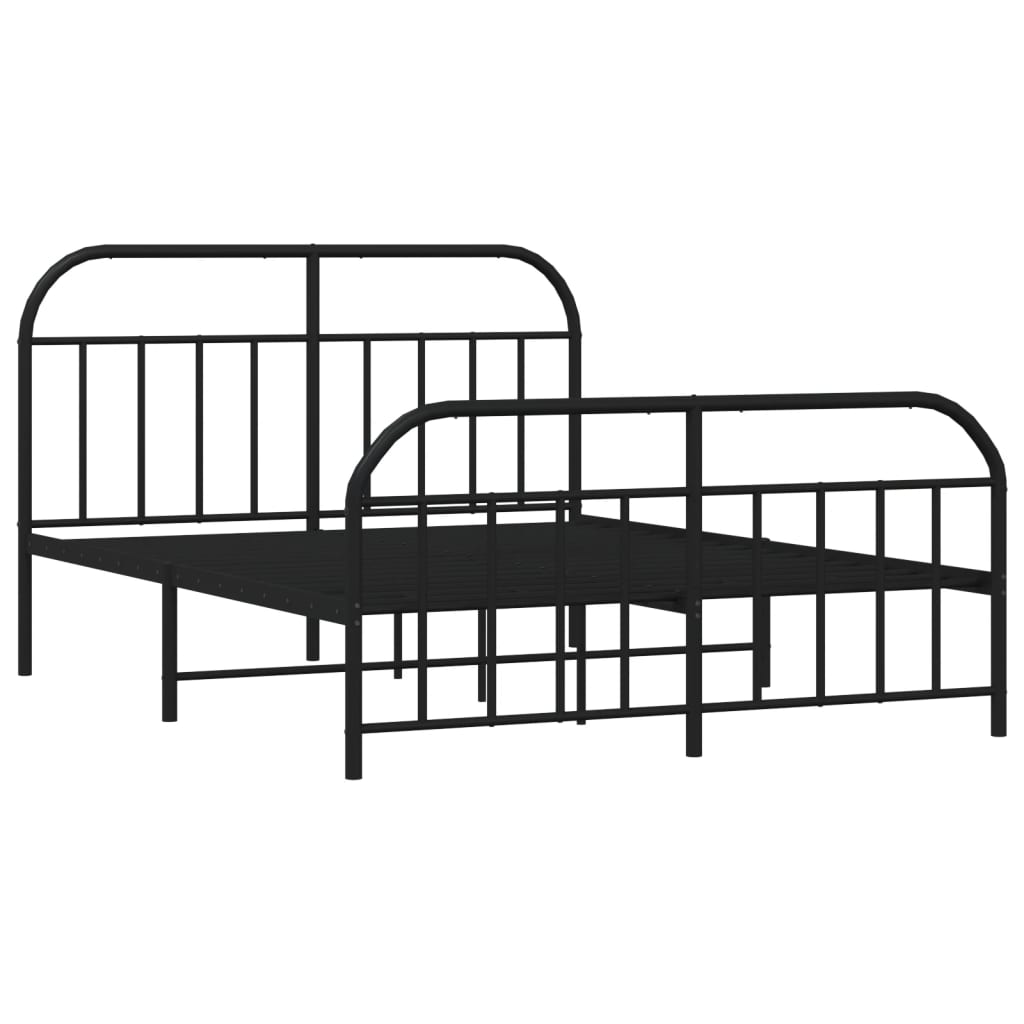 Metal Bed Frame without Mattress with Footboard Black 140x200cm