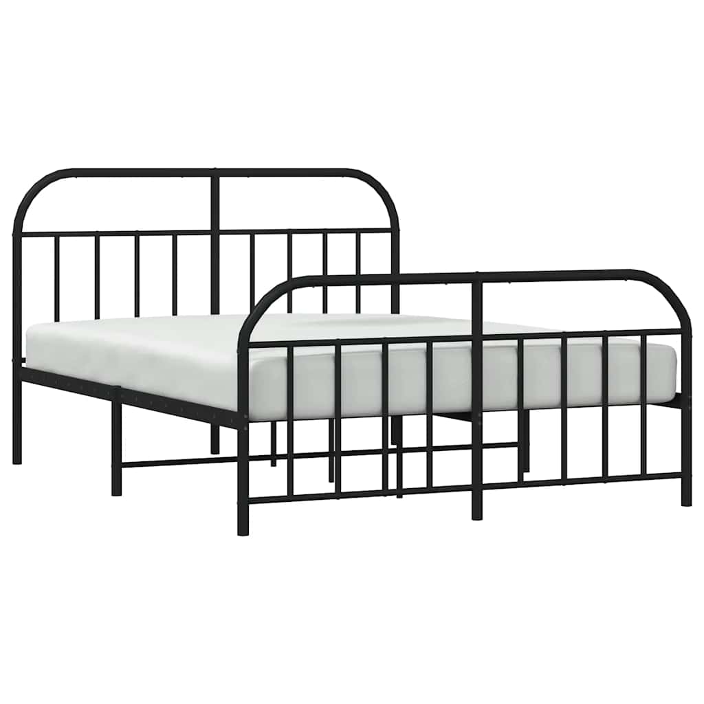 Metal Bed Frame without Mattress with Footboard Black 140x200cm