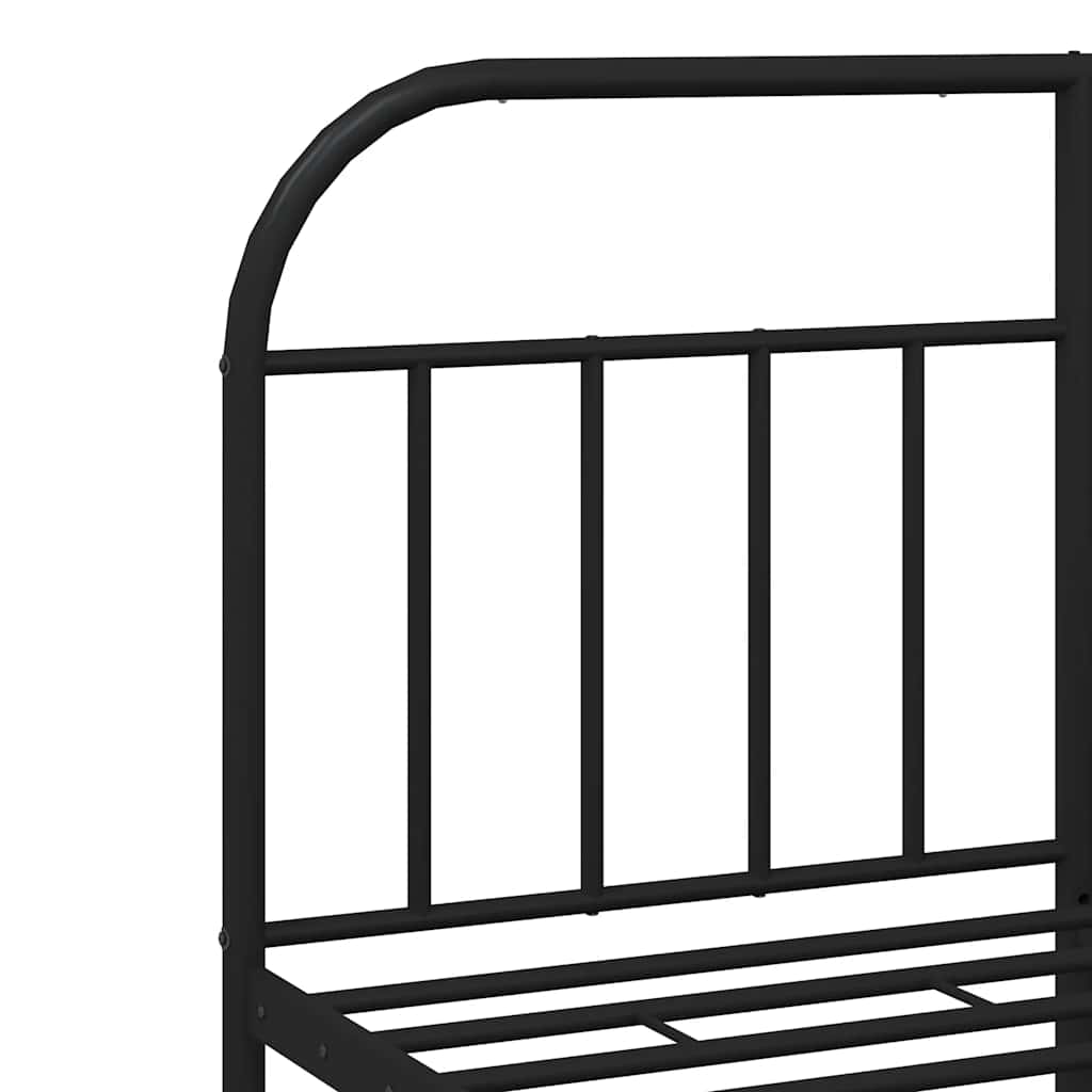 Metal Bed Frame without Mattress with Footboard Black 150x200cm