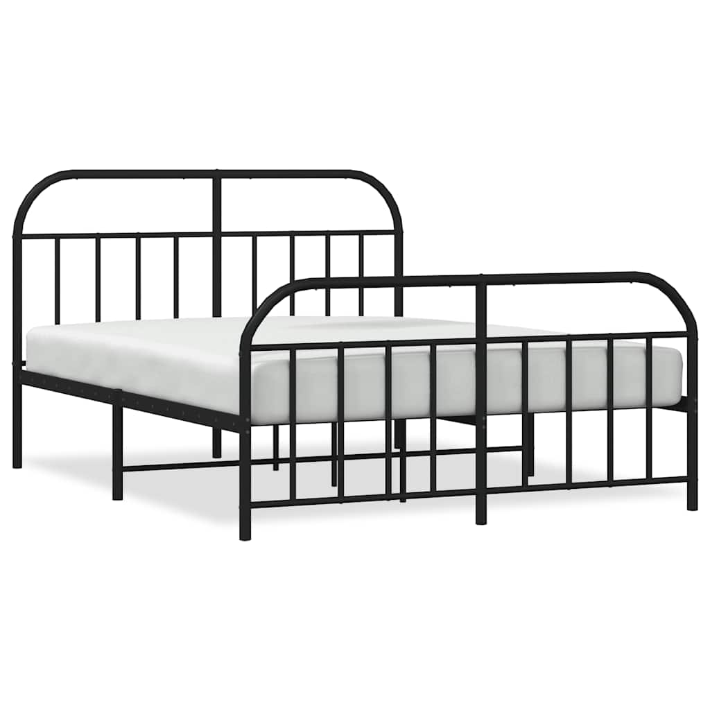 Metal Bed Frame without Mattress with Footboard Black 160x200cm