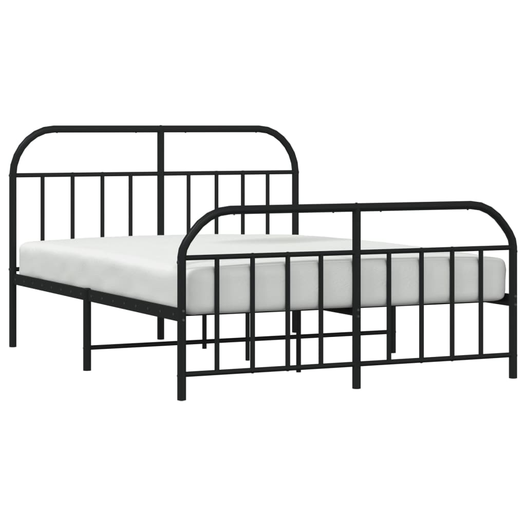 Metal Bed Frame without Mattress with Footboard Black 160x200cm