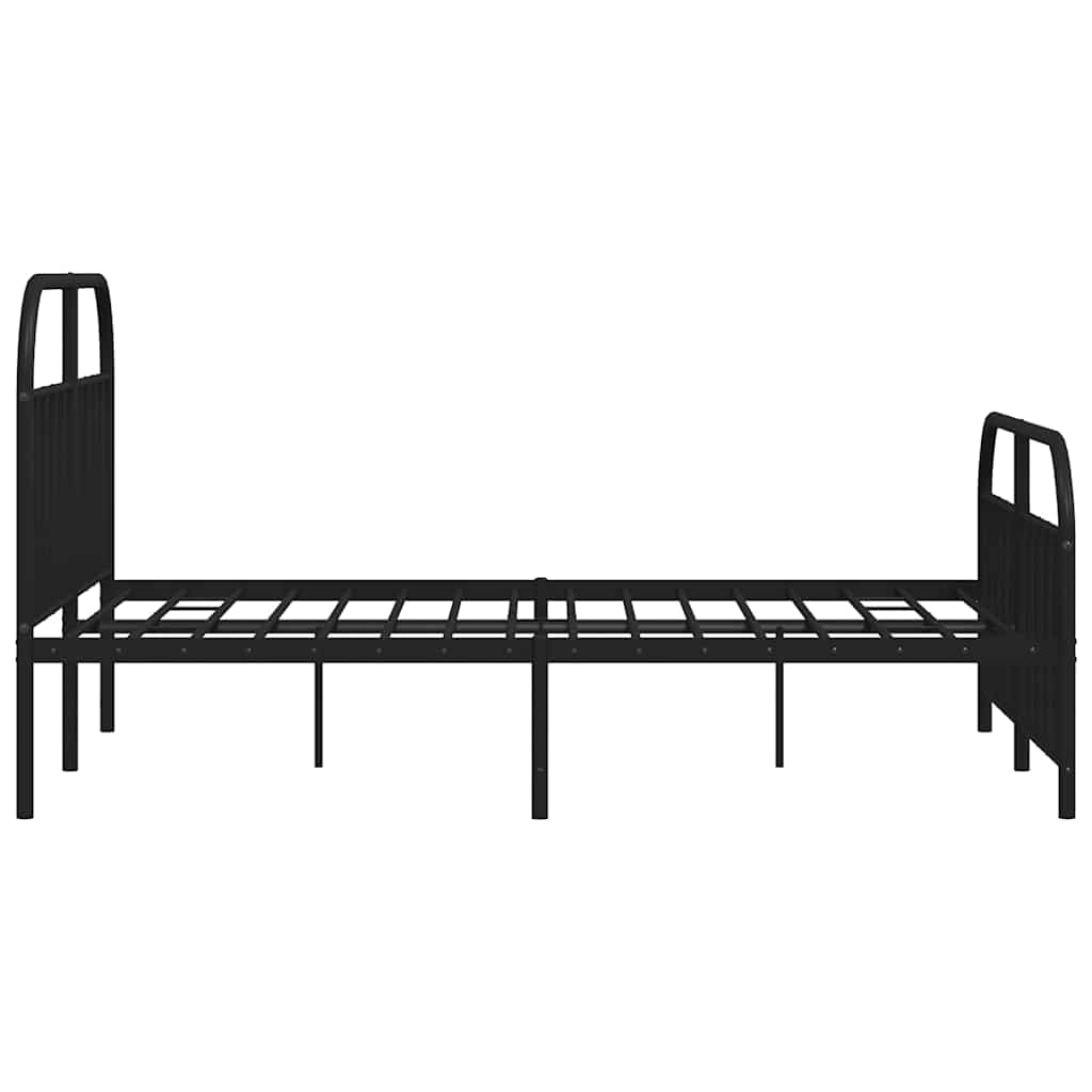 Metal Bed Frame without Mattress with Footboard Black 160x200cm