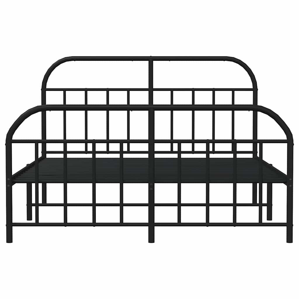 Metal Bed Frame without Mattress with Footboard Black 180x200cm