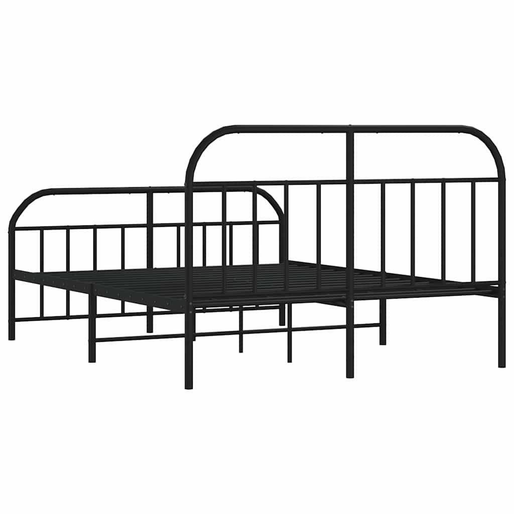 Metal Bed Frame without Mattress with Footboard Black 180x200cm