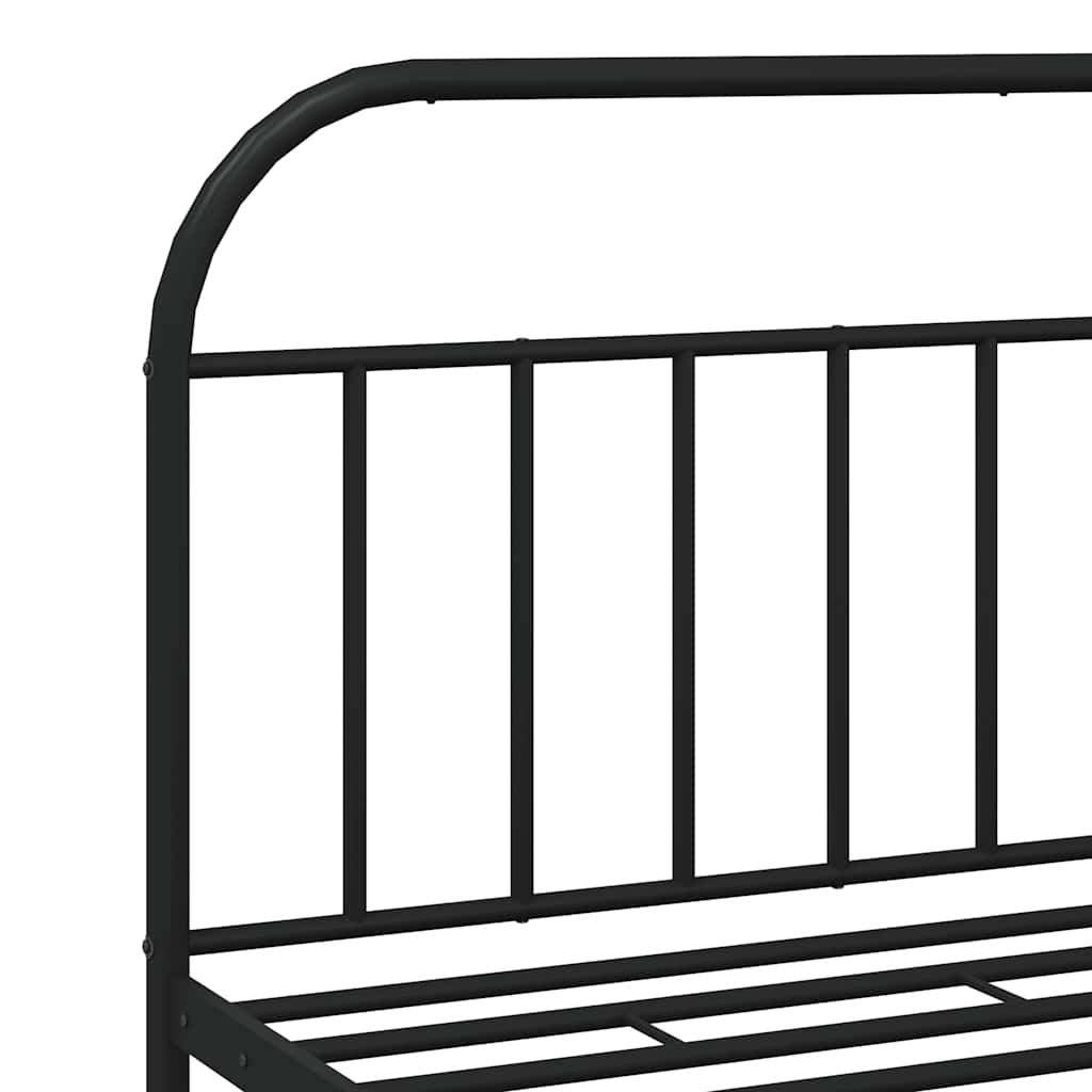 Metal Bed Frame without Mattress with Footboard Black 180x200cm