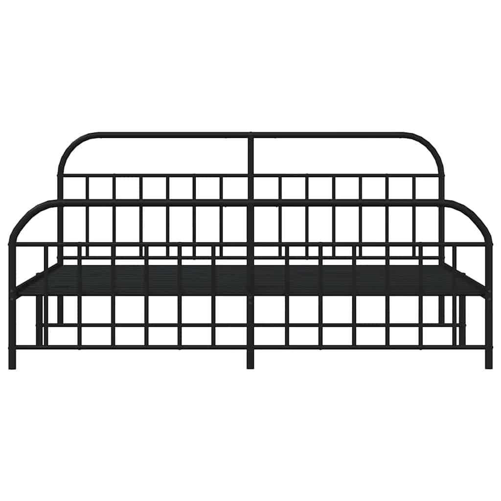 Metal Bed Frame without Mattress with Footboard Black 193x203cm
