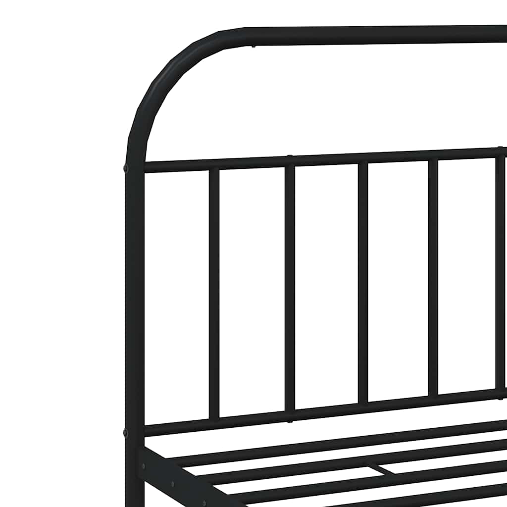 Metal Bed Frame without Mattress with Footboard Black 193x203cm