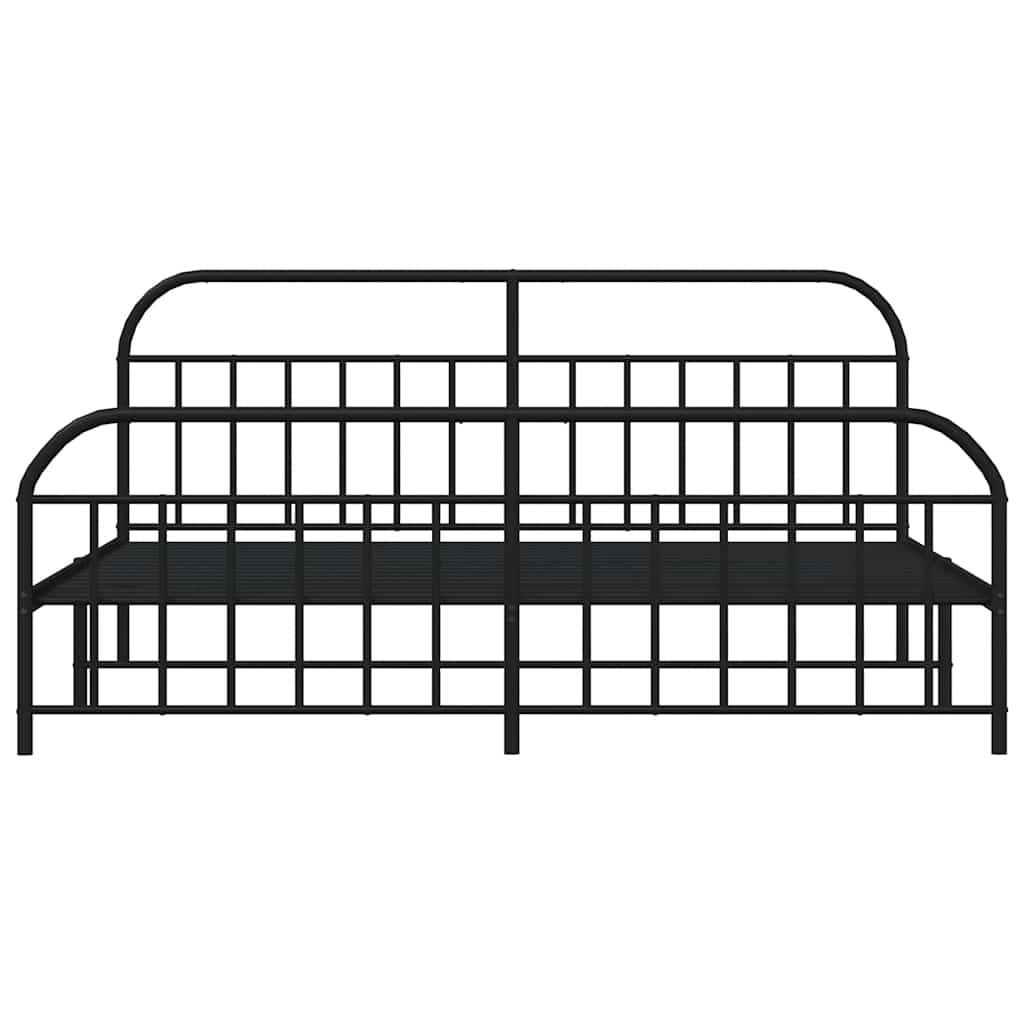 Metal Bed Frame without Mattress with Footboard Black 200x200cm