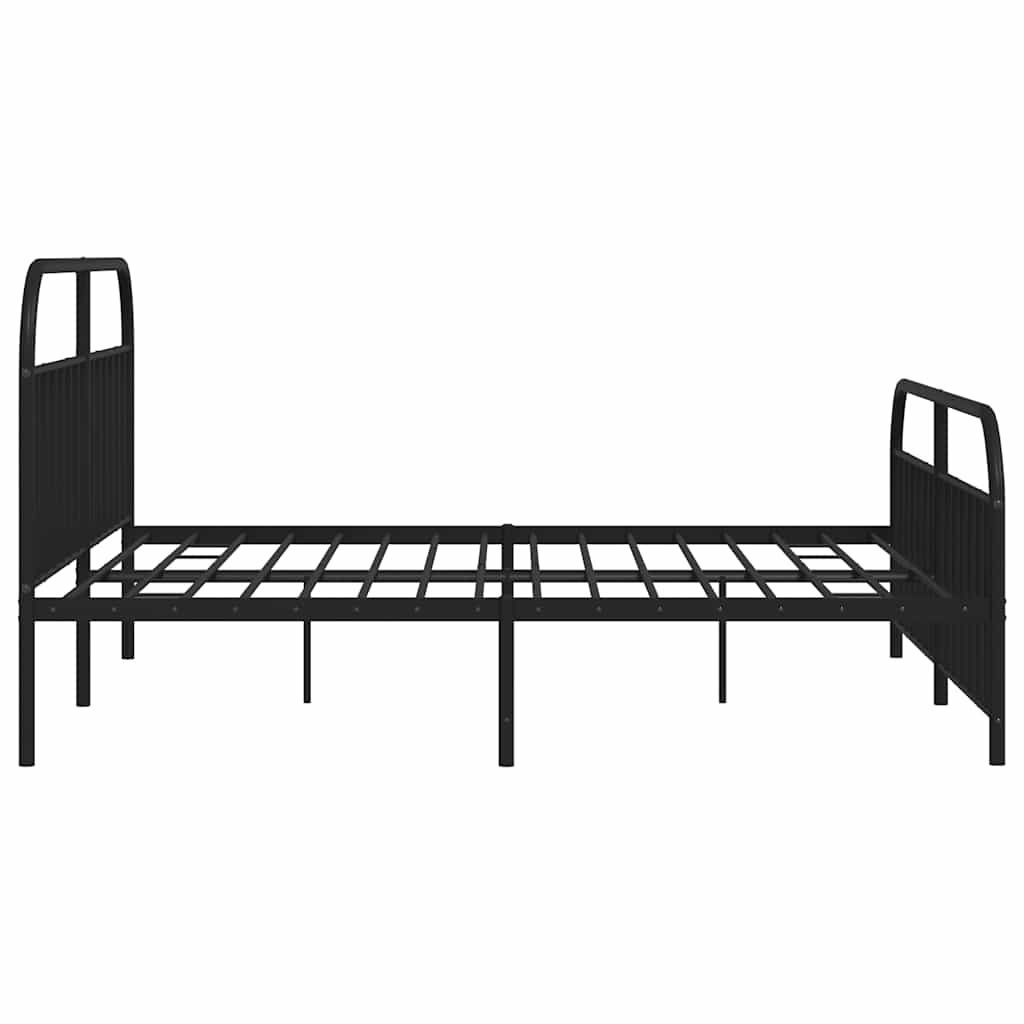 Metal Bed Frame without Mattress with Footboard Black 200x200cm