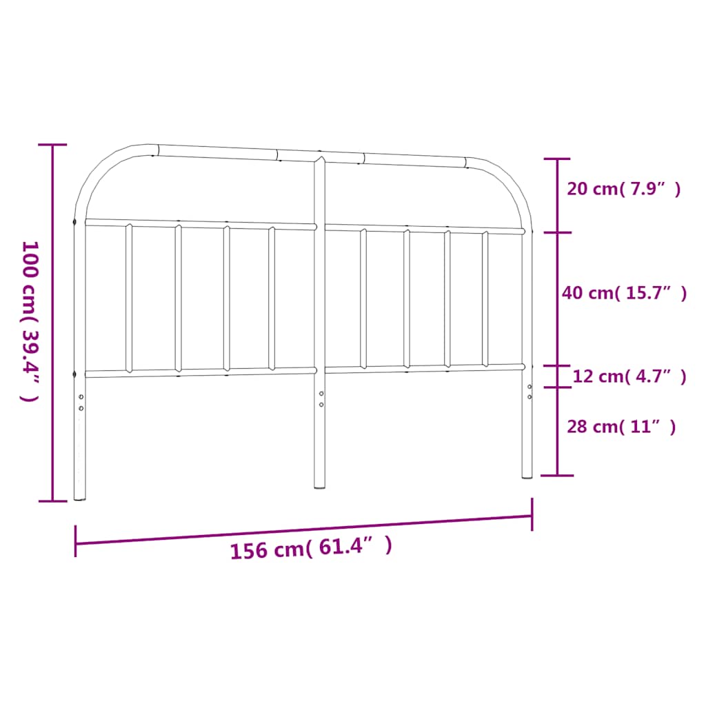 Metal Headboard Black 150 cm