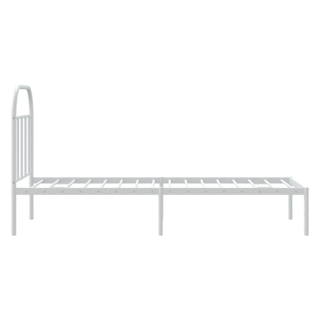 Metal Bed Frame without Mattress with Headboard White 75x190cm