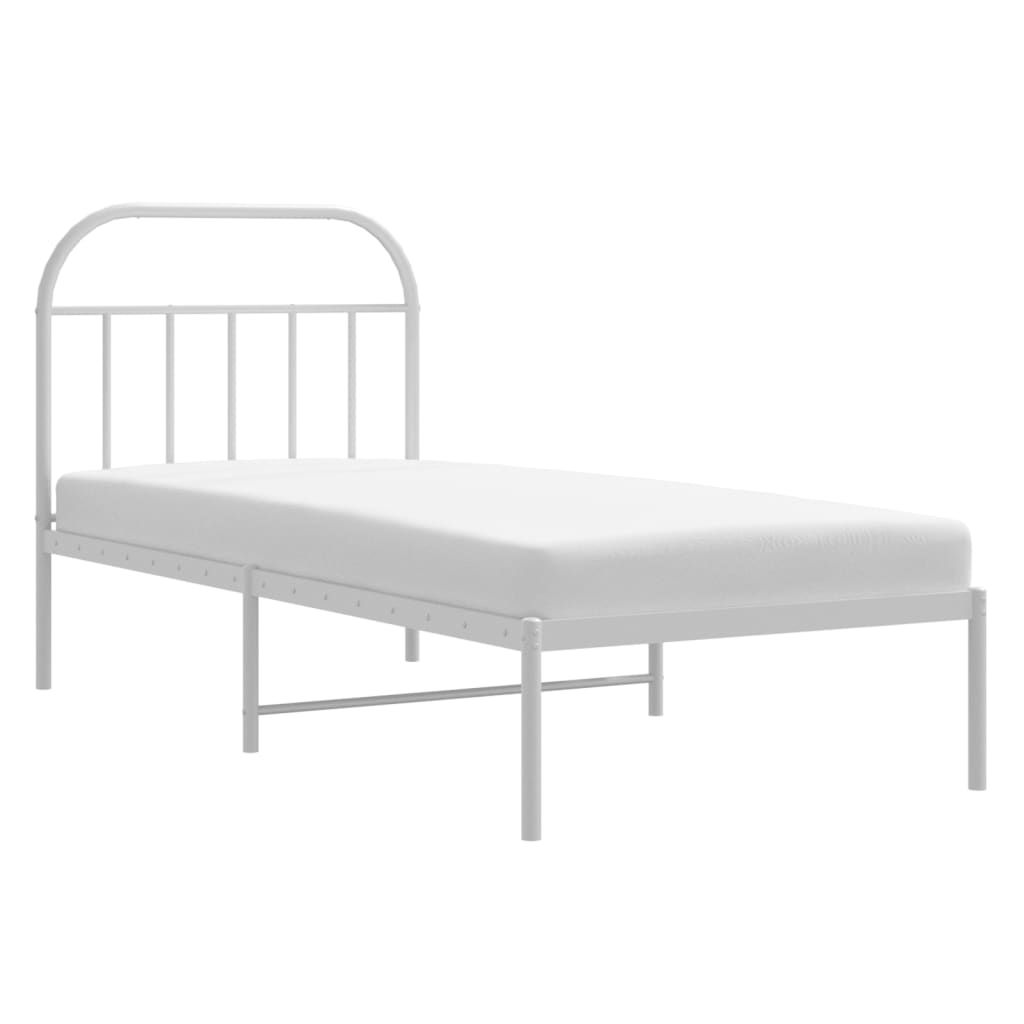 Metal Bed Frame without Mattress with Headboard White 80x200cm