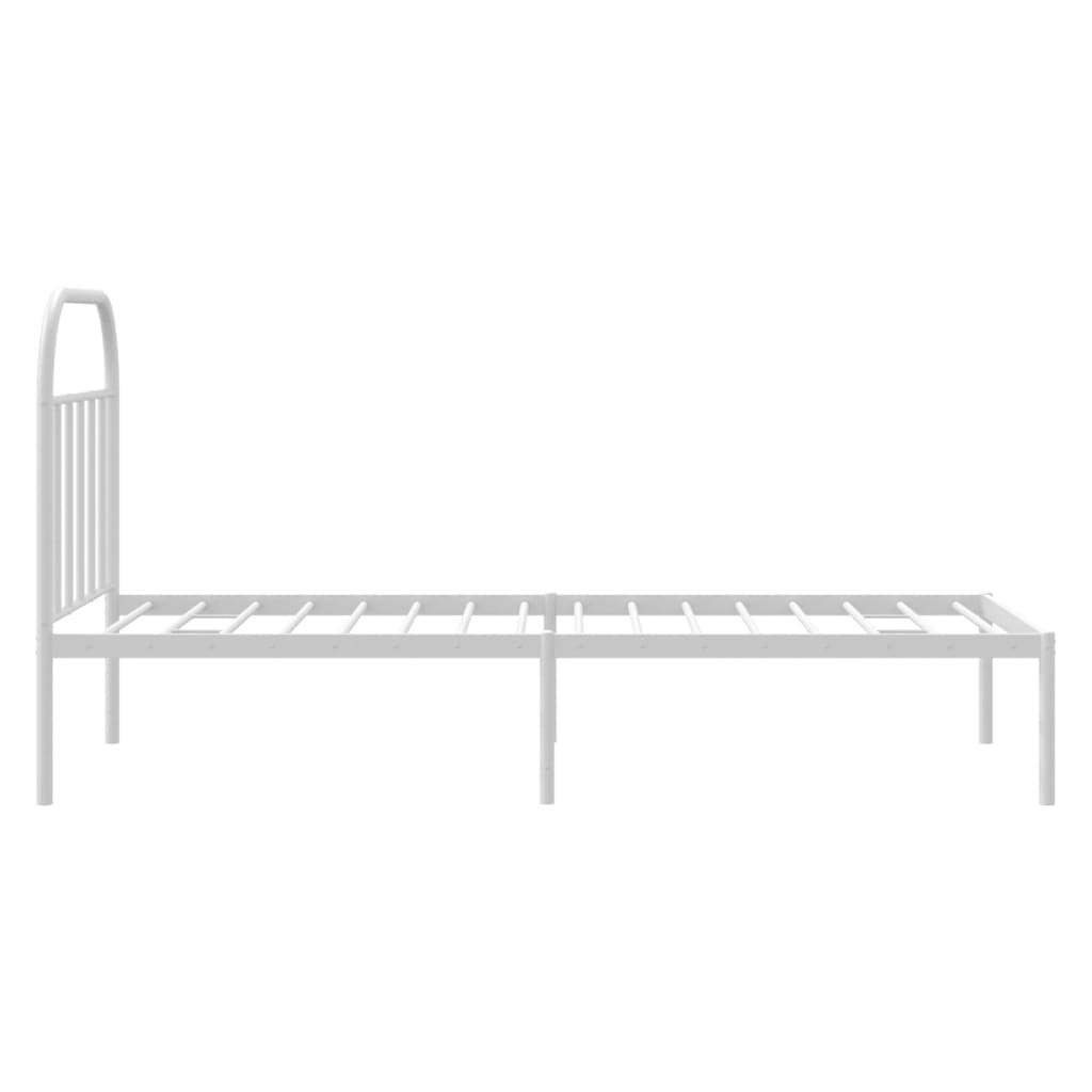 Metal Bed Frame without Mattress with Headboard White 80x200cm