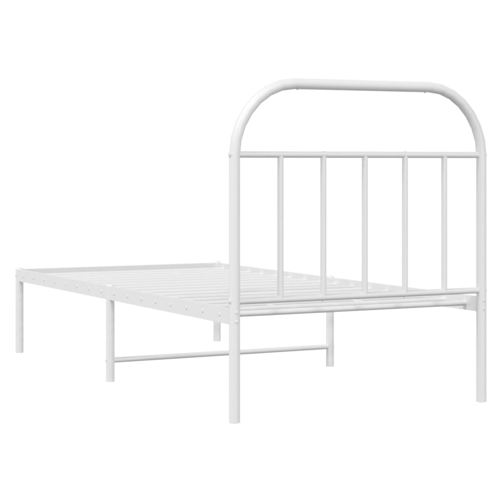 Metal Bed Frame without Mattress with Headboard White 80x200cm