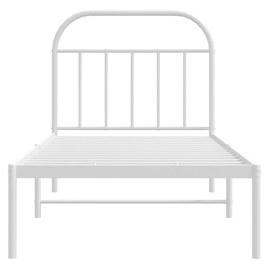 Metal Bed Frame without Mattress with Headboard White 90x190cm