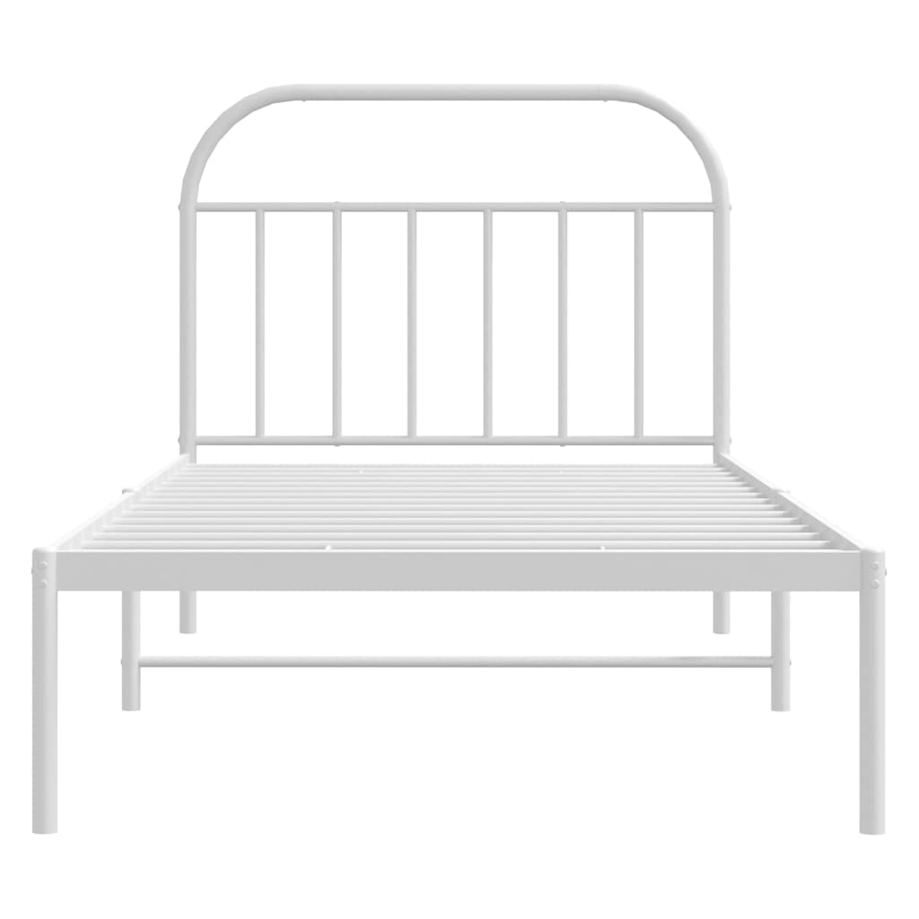 Metal Bed Frame without Mattress with Headboard White 100x190cm