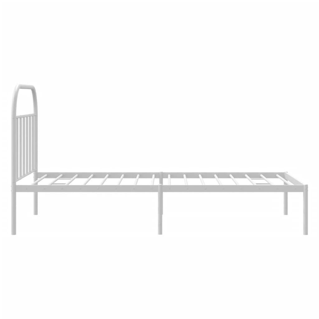 Metal Bed Frame without Mattress with Headboard White 107x203cm