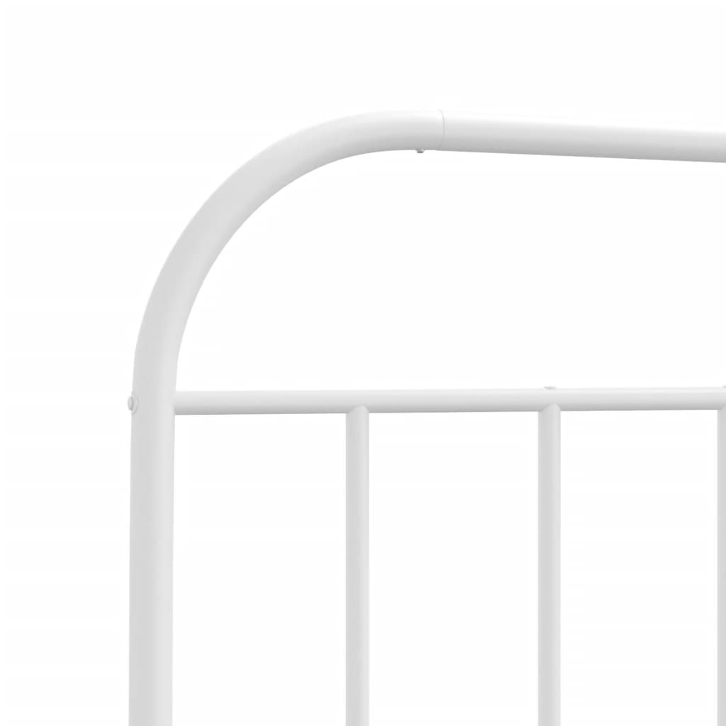 Metal Bed Frame without Mattress with Headboard White 107x203cm