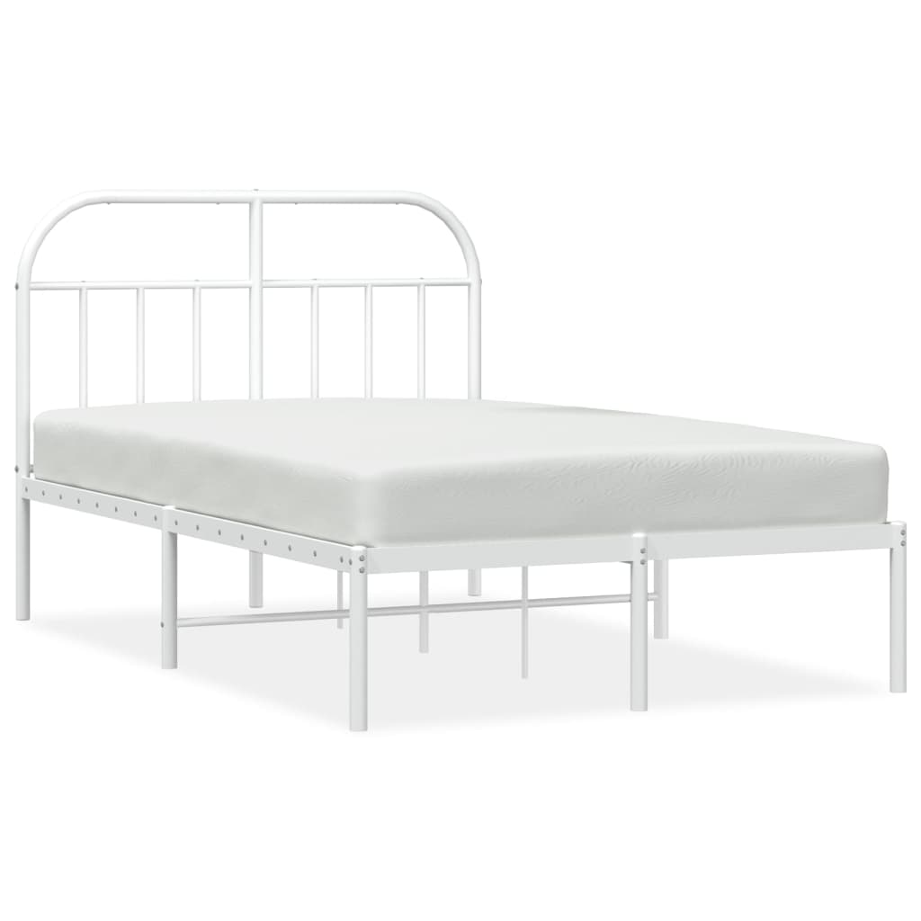 Metal Bed Frame without Mattress with Headboard White 120x190cm