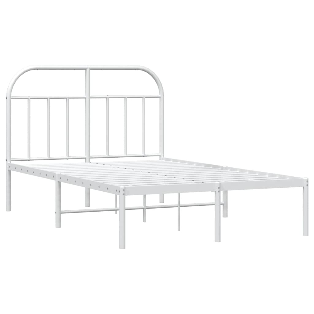Metal Bed Frame without Mattress with Headboard White 120x190cm