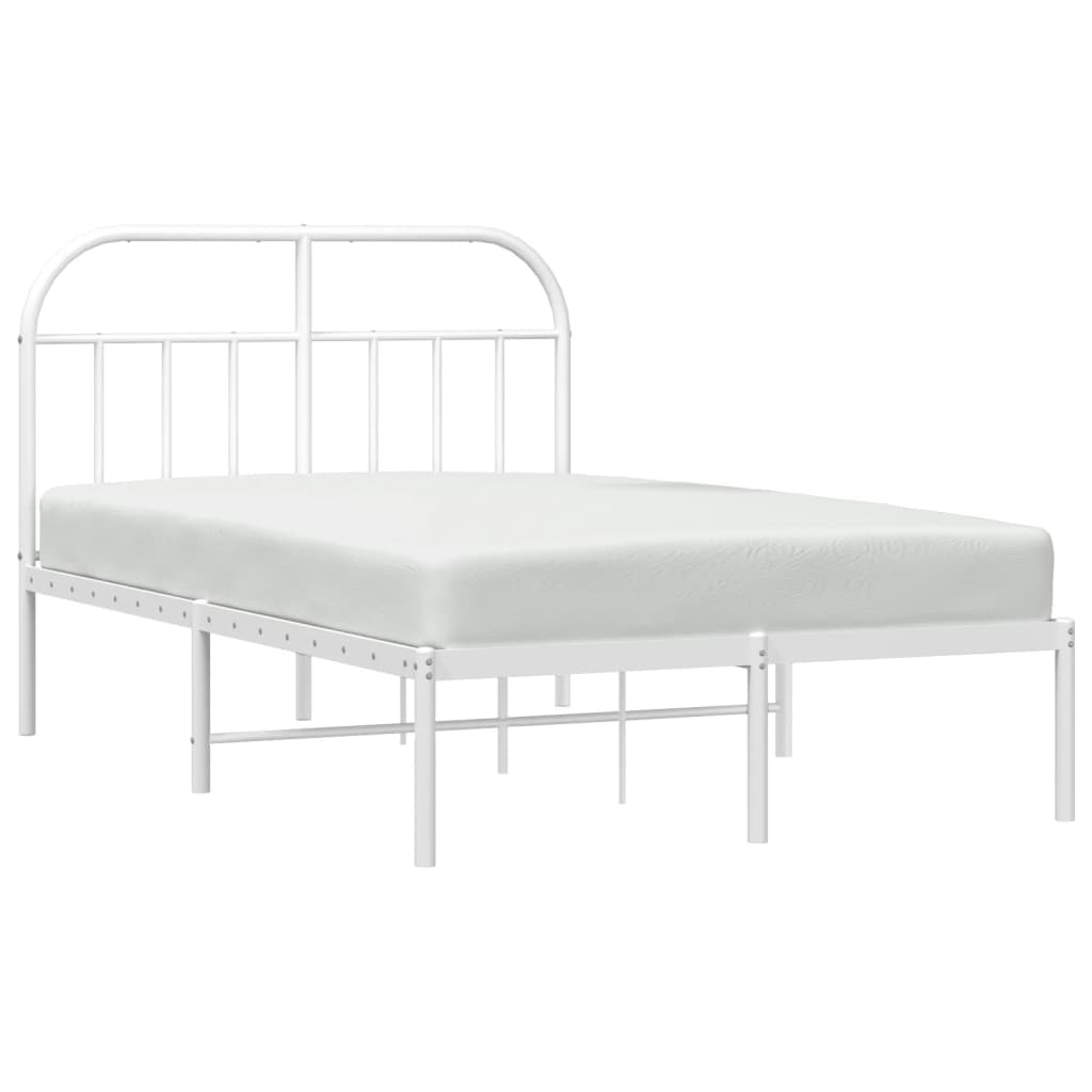 Metal Bed Frame without Mattress with Headboard White 120x190cm