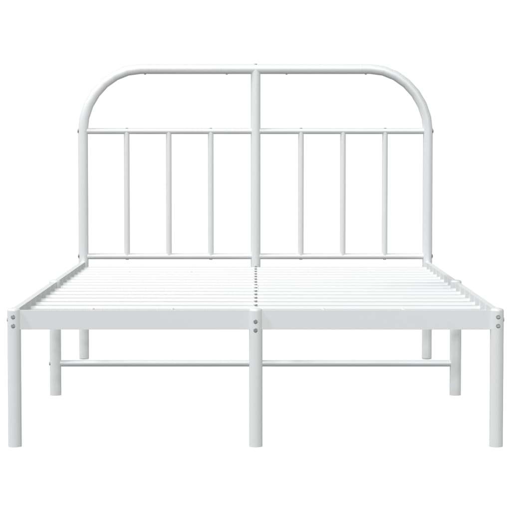 Metal Bed Frame without Mattress with Headboard White 120x190cm