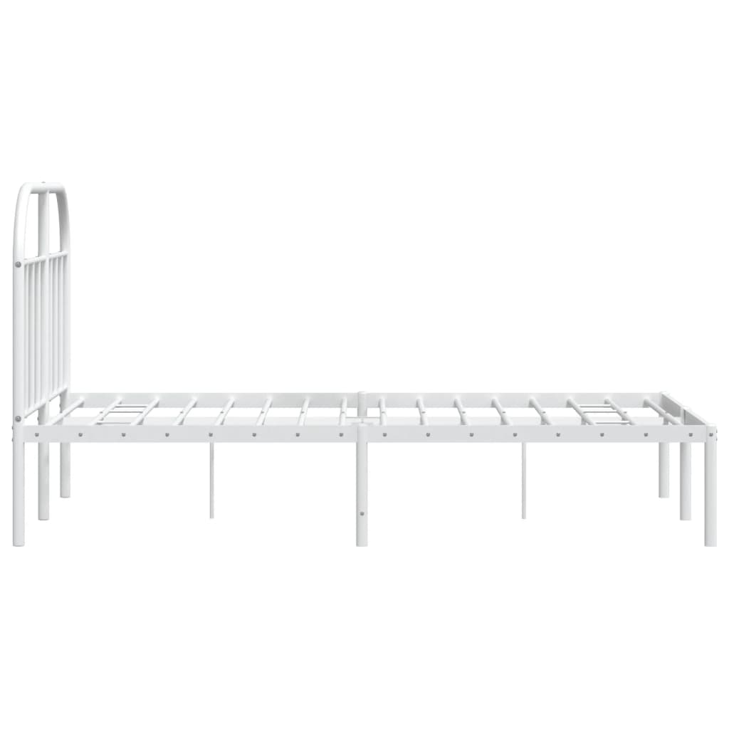 Metal Bed Frame without Mattress with Headboard White 120x190cm