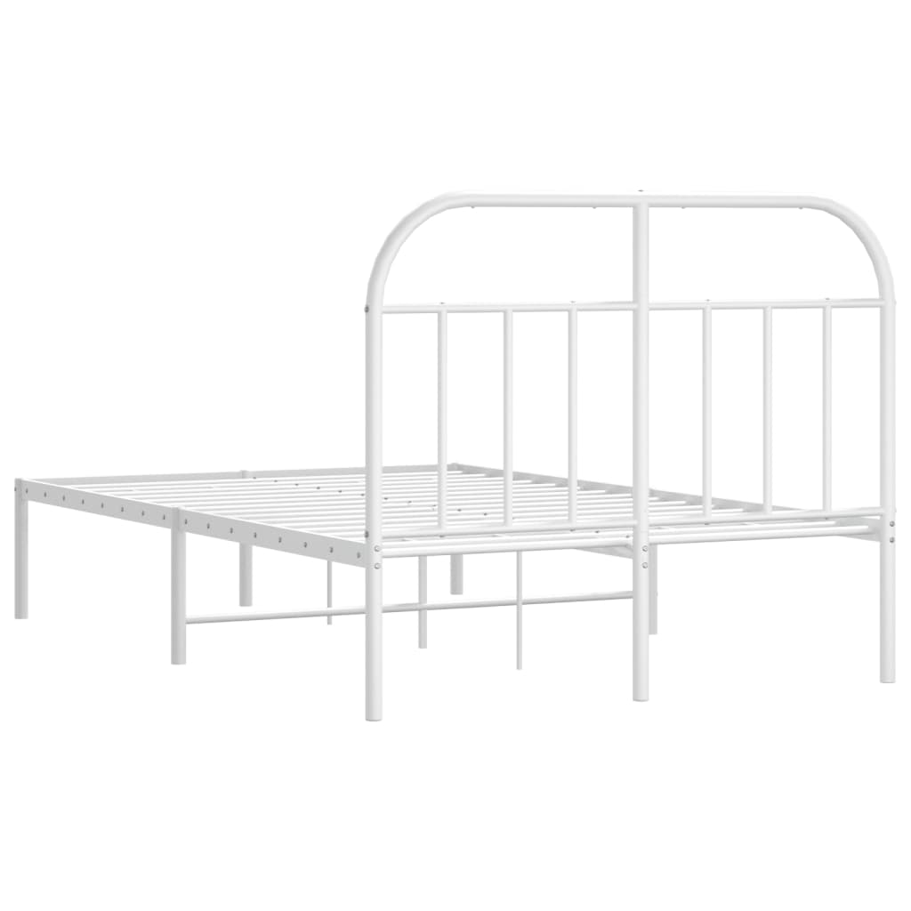 Metal Bed Frame without Mattress with Headboard White 120x190cm
