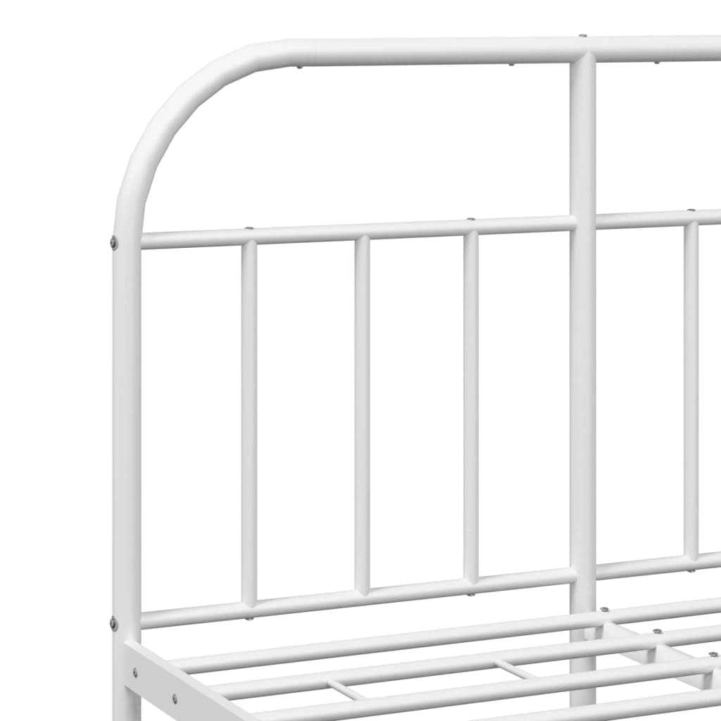 Metal Bed Frame without Mattress with Headboard White 120x190cm