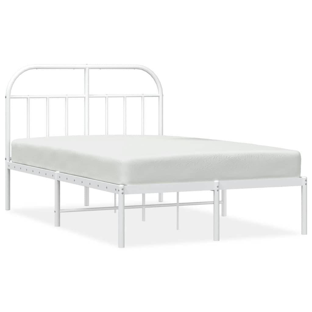 Metal Bed Frame without Mattress with Headboard White 120x200cm