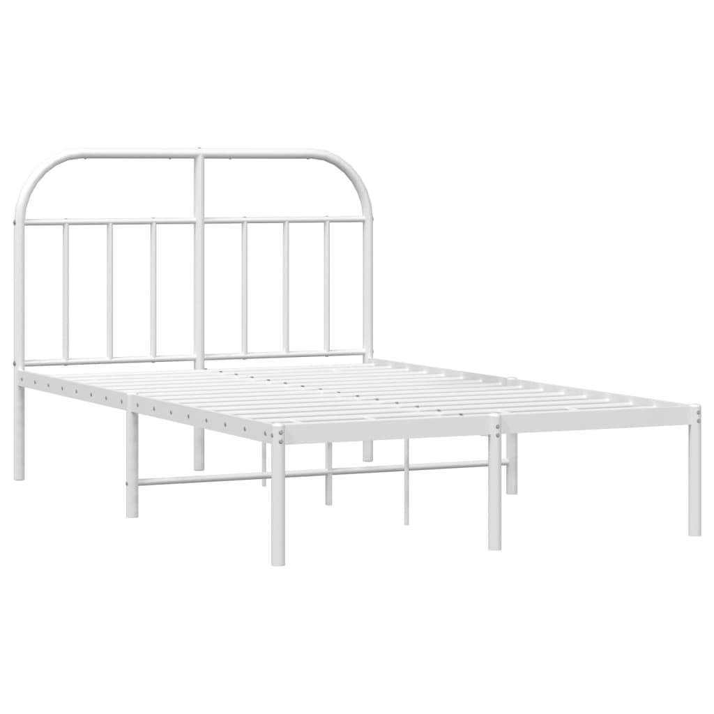 Metal Bed Frame without Mattress with Headboard White 120x200cm