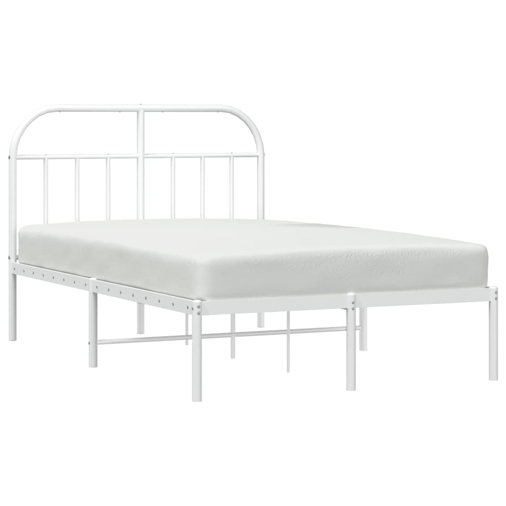 Metal Bed Frame without Mattress with Headboard White 120x200cm