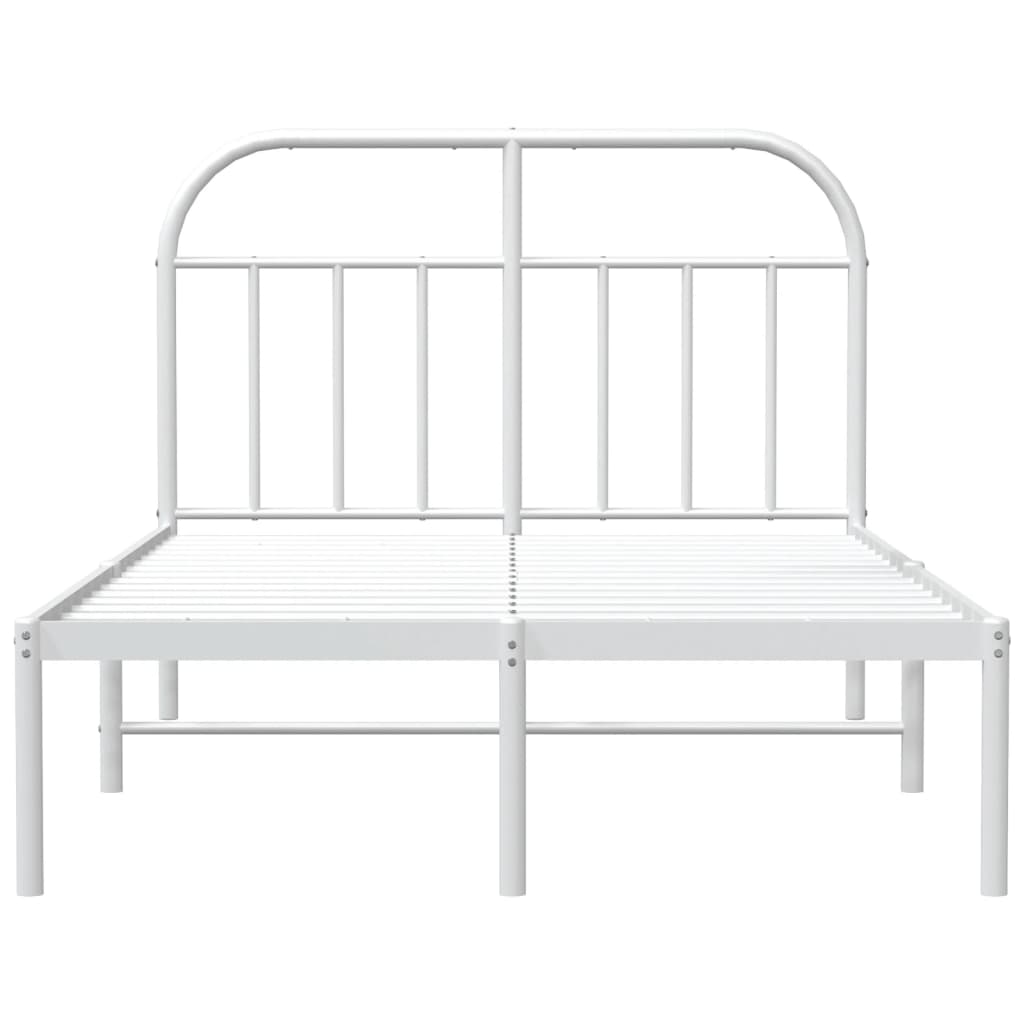 Metal Bed Frame without Mattress with Headboard White 120x200cm