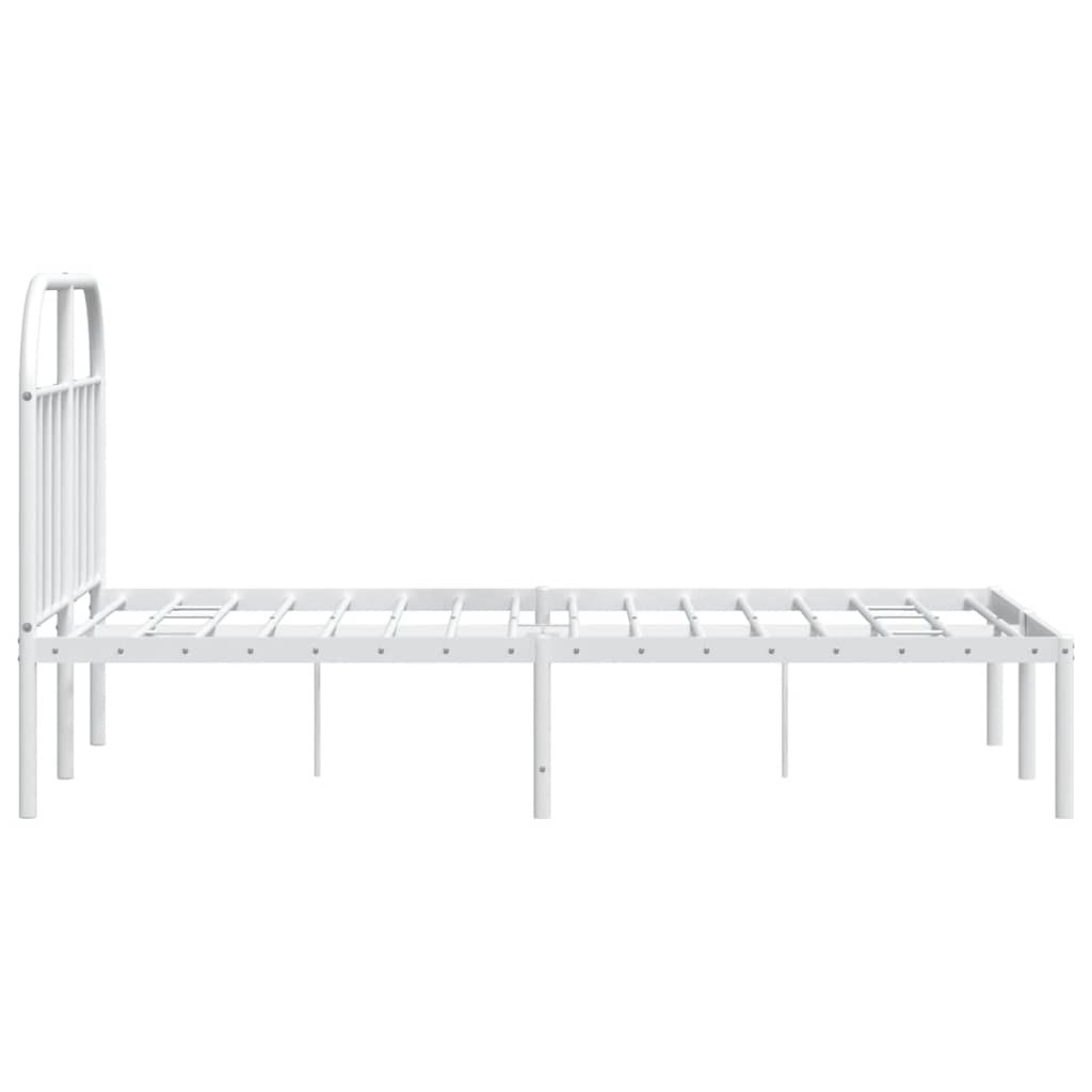 Metal Bed Frame without Mattress with Headboard White 135x190cm