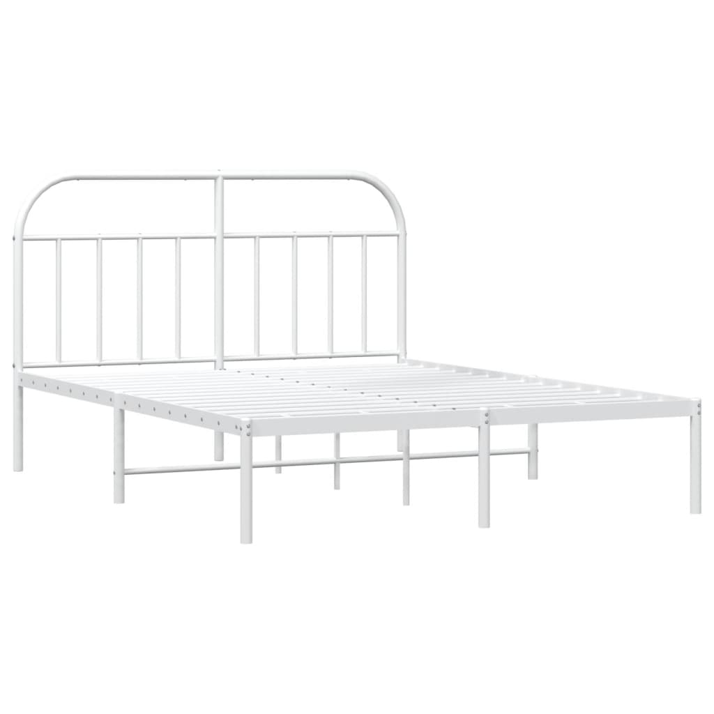 Metal Bed Frame without Mattress with Headboard White 140x200cm