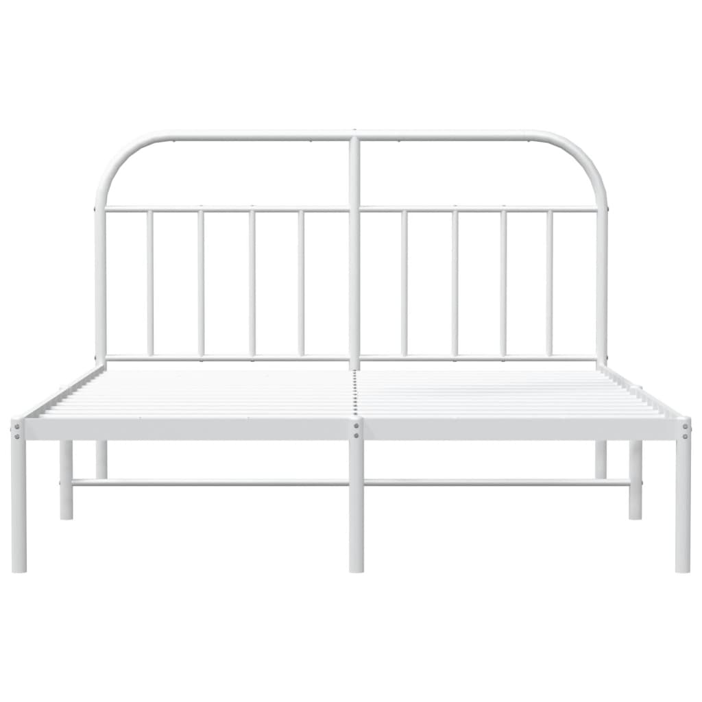 Metal Bed Frame without Mattress with Headboard White 140x200cm