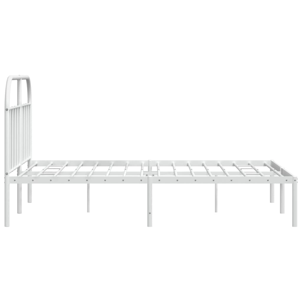 Metal Bed Frame without Mattress with Headboard White 140x200cm