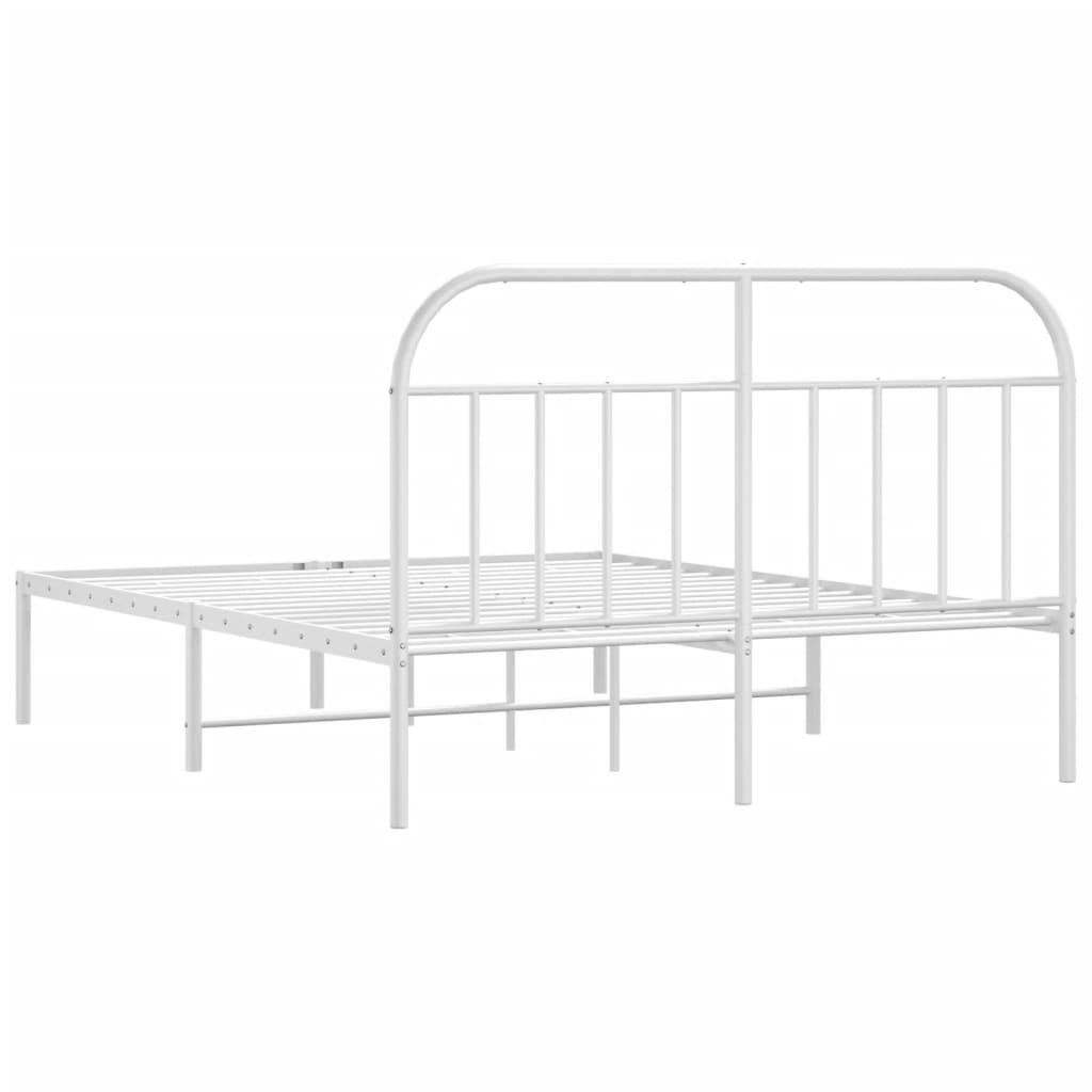 Metal Bed Frame without Mattress with Headboard White 140x200cm